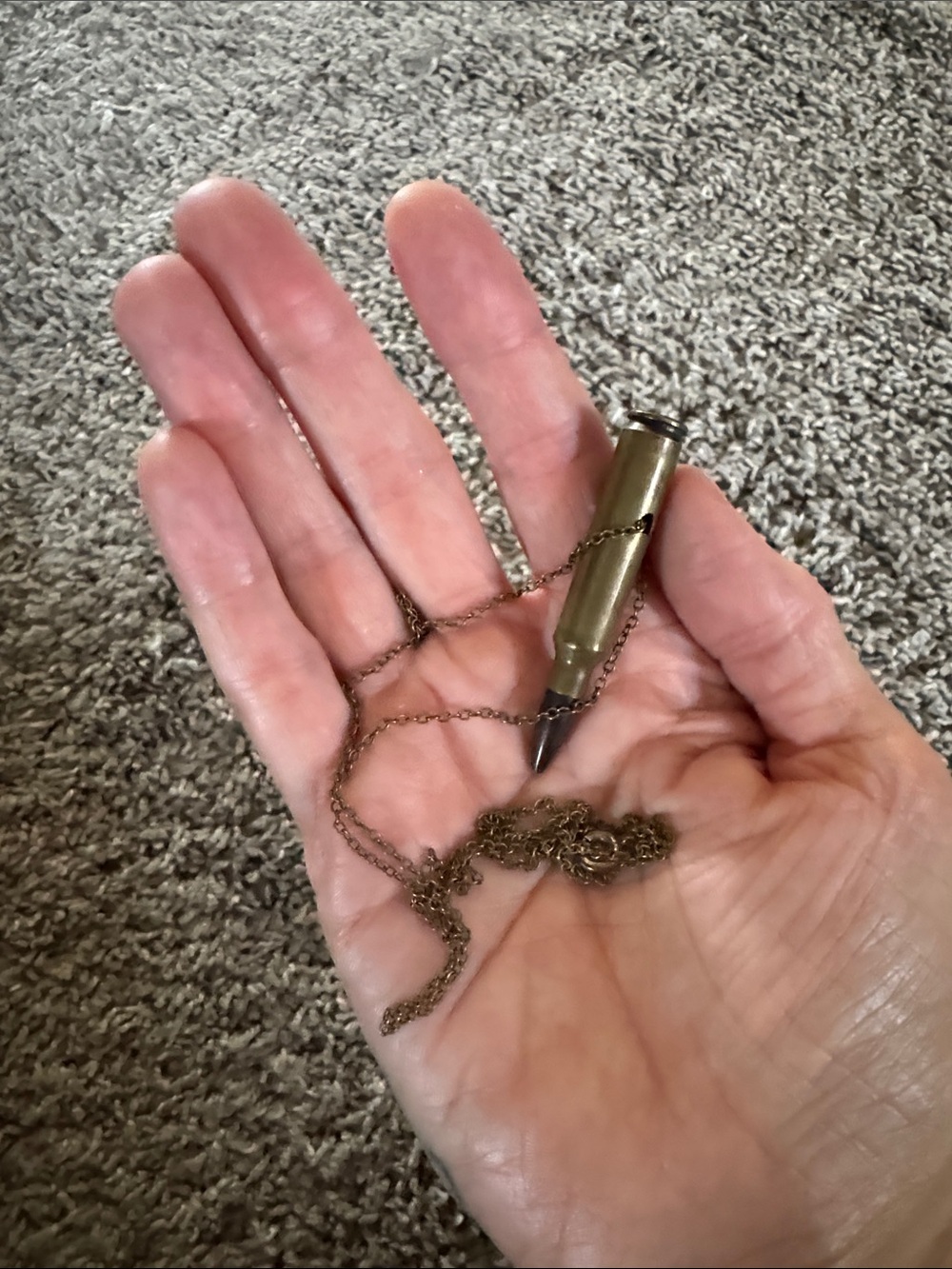 Brass bullet on chain necklace - Picture 2 of 2